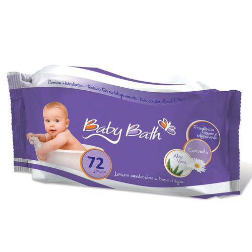 Lenços Umedecidos com 72 Baby Bath Premium Safety