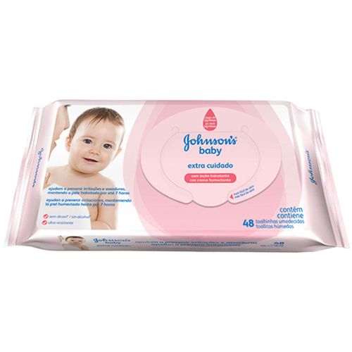 Lenços Umedecidos Johnson Baby Extra Cuidado com 48 Unidades