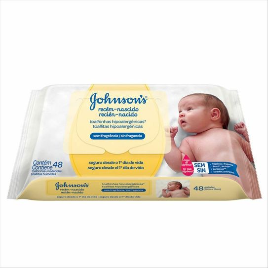 Lenços Umedecidos Johnsons Baby Recém-Nascido Sem Fragrância 48 Unidades