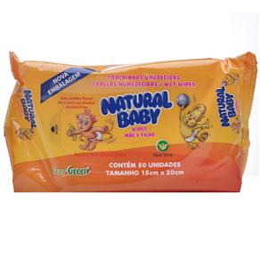 Lenços Umedecidos Natural Baby Wipes Mãe e Filho C/ 50 Unidades