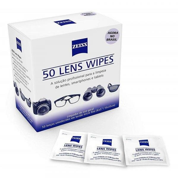 Lenços umedecidos Zeiss Lens Wipes para limpeza ótica geral - 50 un.