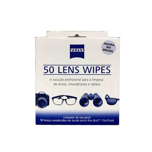 Lens Wipes Zeiss com 50 Lenços Umedecidos