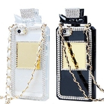 Lentenda Diamond Crystal Frasco de perfume em forma de corrente Bolsa Case Cover for Iphone 6 5.5` Black