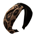 Leopardo Cor Bloco Cruzado Hoop Cabelo Mulheres Faixa Larga De Pano Headband Headwrap