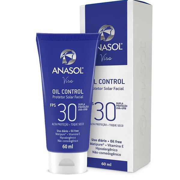 Leve 3x: Protetor Solar Facial Oil Control Fps 30 - Anasol 60ml - Matipure, Vitamina E, Polímero Natural, Tinosorb M e Tinosorb S.