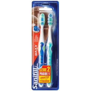 Leve 2 e Pague 1: Escova Dental Sanifill Maxx Macia – Azul/Verde