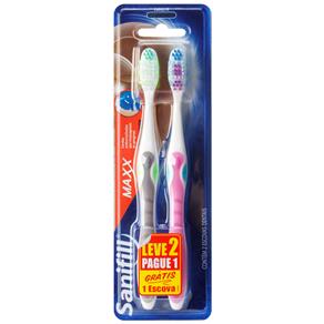 Leve 2 e Pague 1: Escova Dental Sanifill Maxx Macia – Cinza/Rosa