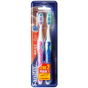 Leve 2 e Pague 1: Escova Dental Sanifill Maxx Macia – Rosa/Azul