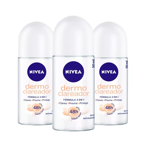 Leve 3 Pague 2 Desodorante Nivea Roll-On Dermo Clareador 50ml
