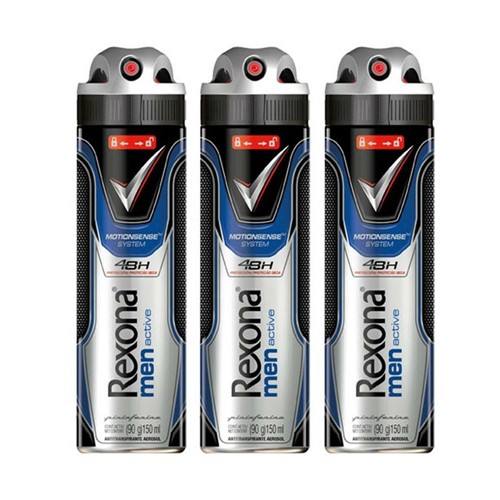 Leve 3 Pague 2 Desodorante Rexona Aerossol Masculino Active 150ml