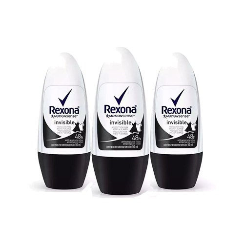 Leve 3 Pague 2 Desodorante Rexona Roll On Invisible 50ml