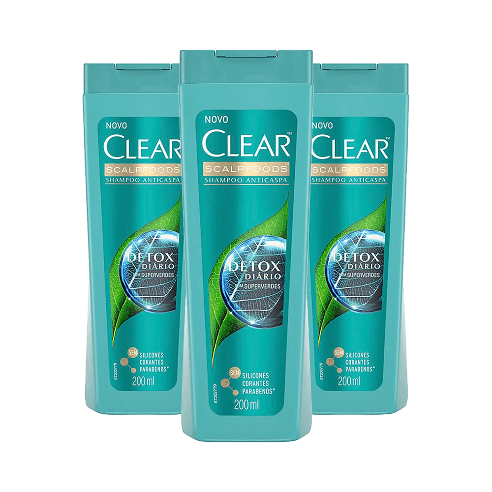 Leve 3 Pague 2 Shampoo Clear Detox Anticaspa Diário 200ml