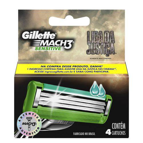 Liga da Justiça Carga Gillette Mach3 Sensitive - C/ 2 Unidades