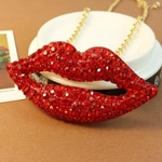 Liga de acessórios de moda plena lábios vermelhos lábios pendant clavícula colar de cadeia criativa