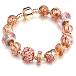 Liga de ouro rosa elegante moda beaded pulseira Vidro Mulheres Joalheria