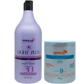 Light Plus Creme Ox 30 900ml & Pó Descolorante Azul Light Plus Paiolla - 400g