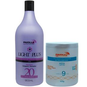 Light Plus Creme Ox 20 900ml & Pó Descolorante Azul Light Plus Paiolla - 400g
