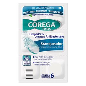 Limpador de Dentadura Corega Tabs Branqueador GSK 6 Comprimidos Efervescentes
