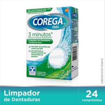 Limpador de Dentadura Corega Tabs 3 Minutos C/ 24