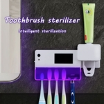 Limpador de titular de esterilizador de escova de dentes com luz UV + distribuidor automático de creme dental