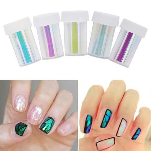 Limpar Aurora Art Glitter Foils Nail Transferência Sticker Paper Manicure Beleza Ferramenta