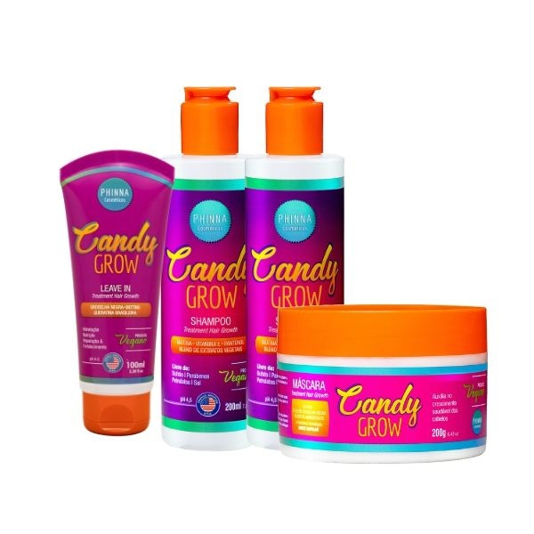 Linha Candy Grow (Shampoo + Condicionador + Máscara + Leave In) - Phinna - The Magic - Cabelos dos Sonhos