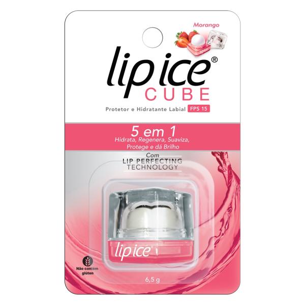 Lip Ice Cube Protetor e Hidratante Labial FPS15 - Morango 6.5g