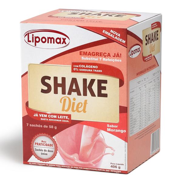 Lipomax Shake Diet Morango 58g C/ 7 Sachês
