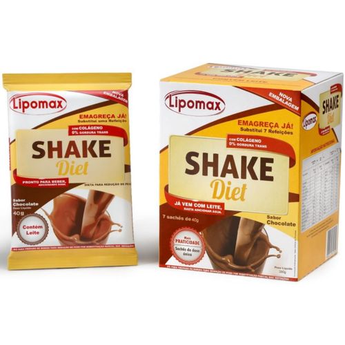Lipomax Shake Diet Sabor Chocolate 7 Sachês com 40g Cada