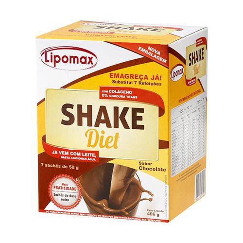 Lipomax Shake Diet Sabor Chocolate C/ 7 Sachês de 58g Cada