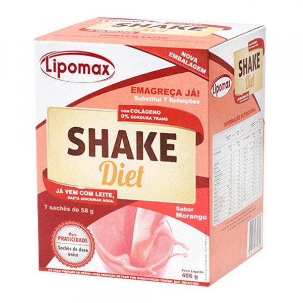 Lipomax Shake Diet Morango 7x40g Emagrecer, Reduzir Peso