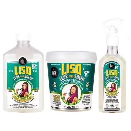 Liso Leve e Solto Kit Antifrizz - Shampoo + Máscara + Spray - Lola Cosmetics
