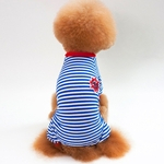 Listrado de algodão roupas pet T-shirt roupas cão de duas patas