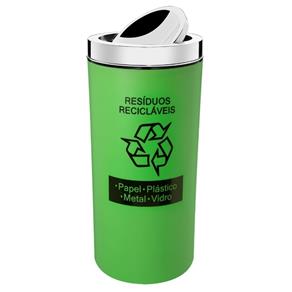 Lixeira Decorline Resíduos Recicláveis com Tampa Basculante 9 Litros Verde - Brinox