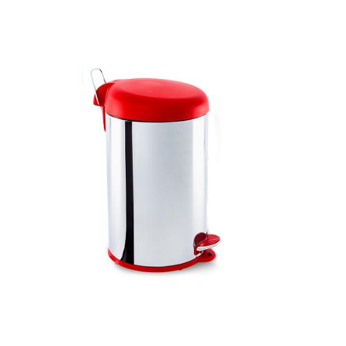 Lixeira Inox com Pedal e Tampa Plastica 12litros Vermelho - Decorline Lixeiras Ø 25 X 43 Cm 12 L