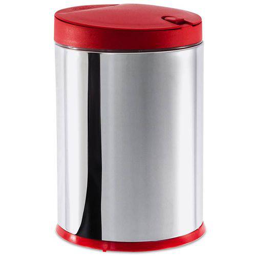 Lixeira Press Aço Inox 4 Litros Vermelha 3050/212 Brinox