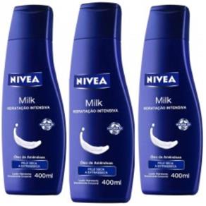 Loção Hidratante Nivea Body Milk Pele Extra Seca 400Ml 3 Unidades
