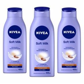 Loção Hidratante Nivea Body Soft Milk Pele Seca 400ml 3 Unidades