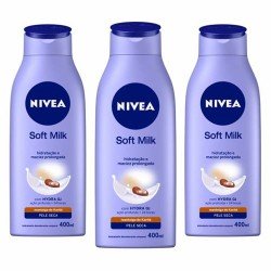 Loção Hidratante Nivea Body Soft Milk Pele Seca 400ml 3 Unidades