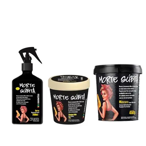 Lola Cosmetics - Kit Morte Súbita (Máscara 450g + Shampoo Sólido 250g + Reparação Total Spray 250ml) - Lola Cosmétics