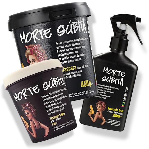 Lola Cosmetics - Kit Morte Súbita (Máscara 450g + Shampoo Sólido 250g + Reparação Total Spray 250ml)