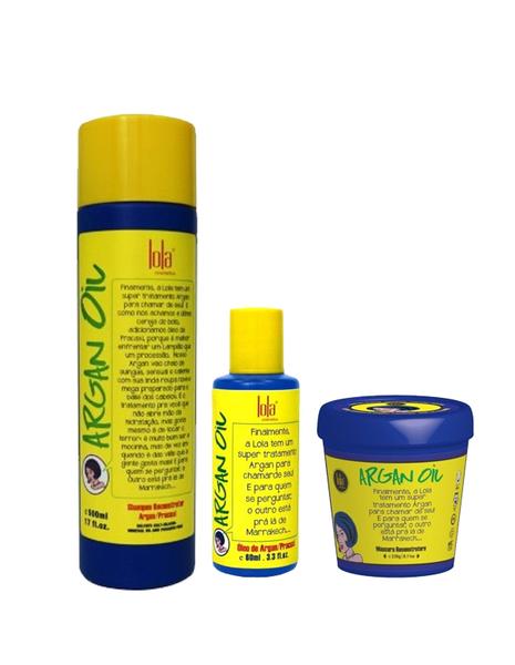 Lola Cosmetics - Kit Pracaxi (Shampoo 500ml + Máscara 230g + Argan Oil Óleo 60ml)