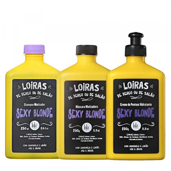Lola Sexy Blonde Kit Shampoo Creme para Pentear e Máscara Matizadora - 3x250ml