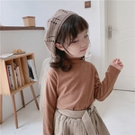 Long Sleeves Solid Color Base Shirt for Children High Collar Top Shirt for Baby Girls