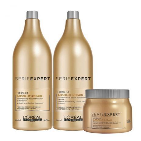 L'Oréal Cortex Lipidium Shampoo 1500ml Condicionador 1500ml Máscara 500g - Loreal