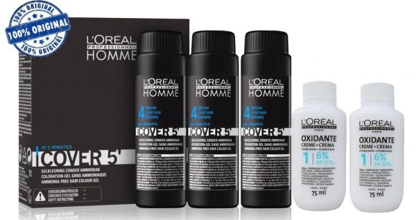Loréal Homme Cover 5 - N 4 Castanho 3x50ml + Oxidante - Loreal
