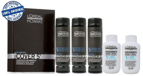 Loréal Homme Cover 5 - N 5 Castanho Claro 3x50ml + Oxidante - Loreal