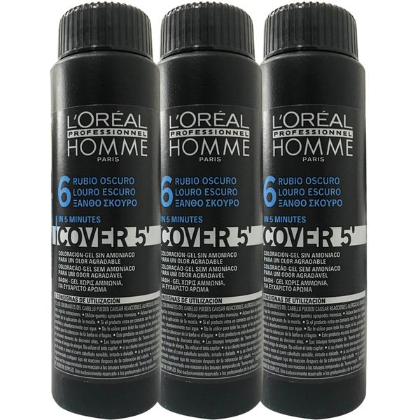 Loreal Homme Cover 5' 3x50ml - 6 Louro Escuro - Loreal Professionnel