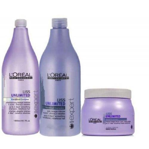 Loreal Liss Unlimited Kit Profissionnal Shampoo + Condicionador + Máscara Grande