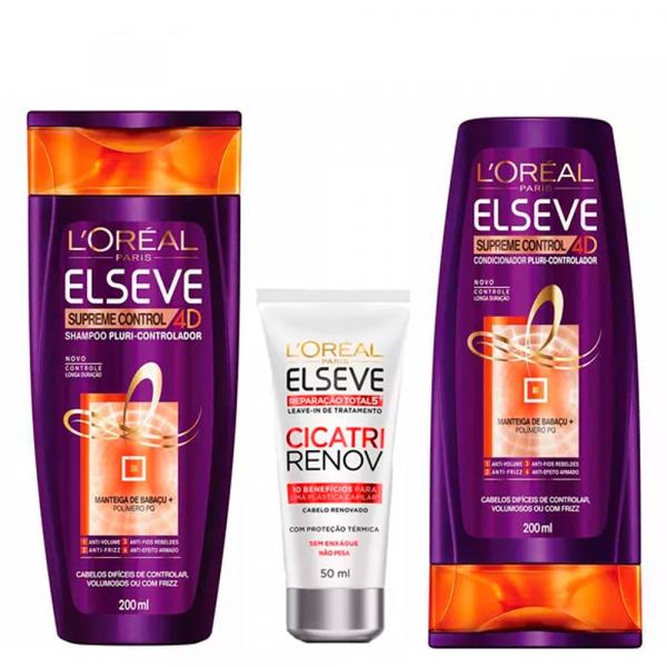 L'Oréal Paris Elseve Supreme Control 4D Kit - Shampoo + Leave-In + Ganhe Condicionador